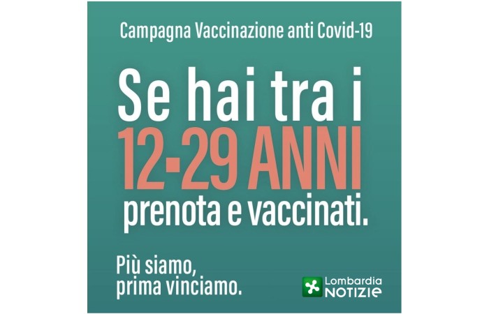 Immagine Piano vaccinazione anticovid-19: apertura fascia d'età 12  - 29